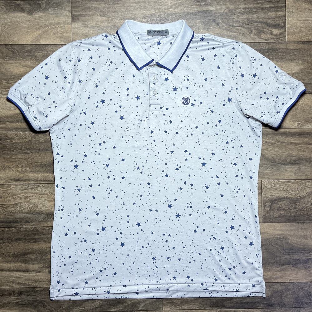 G/FORE G/DRIVE Performance Polo Shirt Men's XL Star Paisley Print Golf EUC